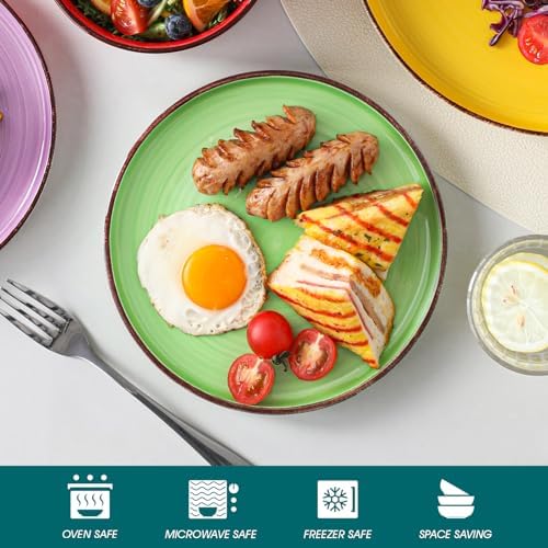 vancasso Bonita Stoneware Dinnerware Sets, 12 Pieces Dishes Set，Polished Round Plates and Bowls Set for 4, Dishwasher and Microwave Safe, Multicolor - Image 3