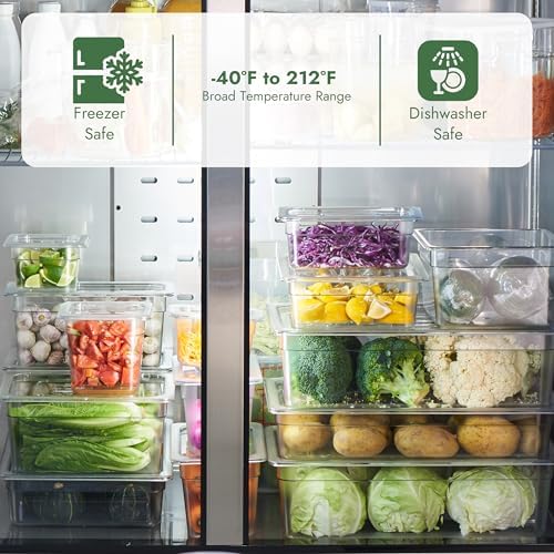 CURTA 6-Pack 1/4 Size 4" Deep NSF Polycarbonate Food Pans with Handled Lids & Drain Trays | Dishwasher & Freezer Safe Clear Container for Prep Tables, Buffet, Salad Bar, Commercial & Home Kitchen - Image 6