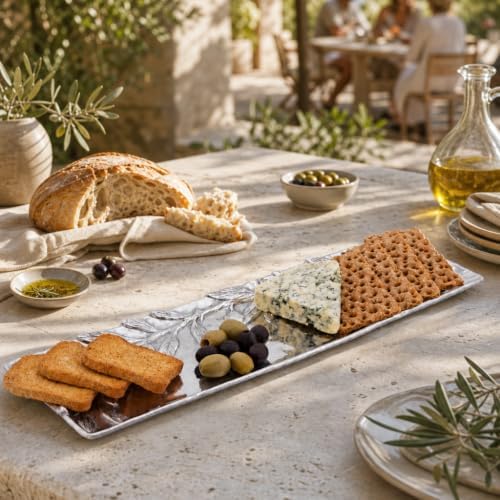 Arthur Court Olive Pattern Sand-Cast Aluminum Oblong Serving Tray 19 inch x 5.5 inch for Entertaining - Image 6