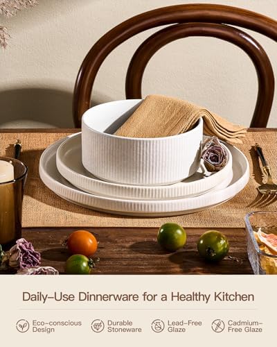 Ceramic Dinnerware Sets for 4, 8-Piece Deep Salad Plates and Cereal Bowls - Image 6
