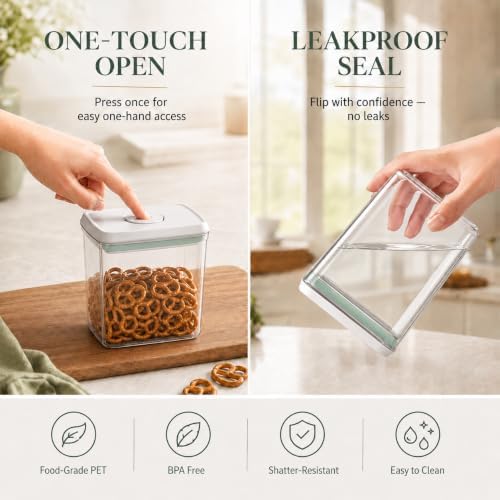 6-Piece Airtight Food Storage Containers, Clear Stackable Pop Lid - Image 2