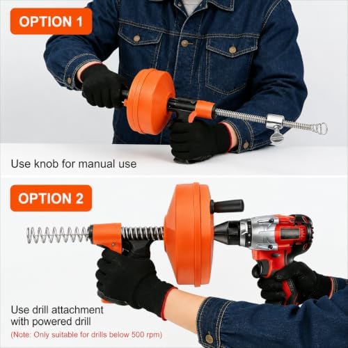 50 FT Double Mode Drain Snake Tools, 14-in-1 Drain Auger for Sink and Drain Unblocking, Plumbing Snake for Kitchen, Bathrom and Shower Sink, Snake for Real DYIs 2026 Upgraded - Image 3