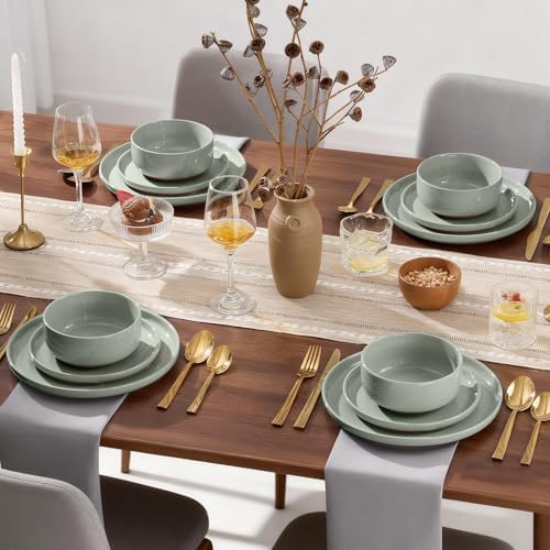 E-far Plates and Bowls Sets, 12Pcs Stoneware Ceramic Dinnerware Dishes Sets - Image 5