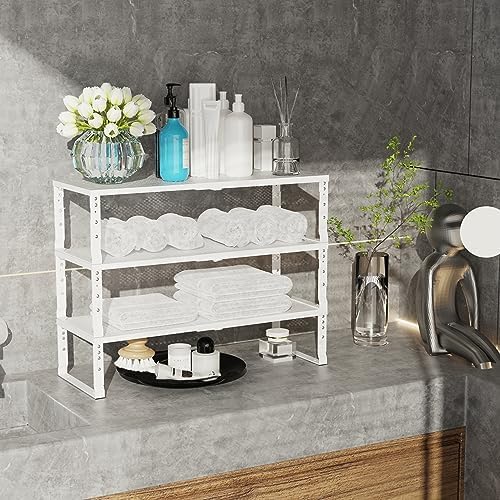Jojocross Expandable Adjustable Stackable Kitchen Organizer, Spice Rack,Metal Pantry Storage Shelves Racks,Counter Shelf for Cabinets, Countertop, Cupboard(2 Packs/Large/White) - Image 4