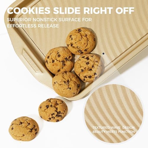 9-Piece Nonstick Bakeware Set, Non-Toxic Baking Pans Set, Gold - Image 2