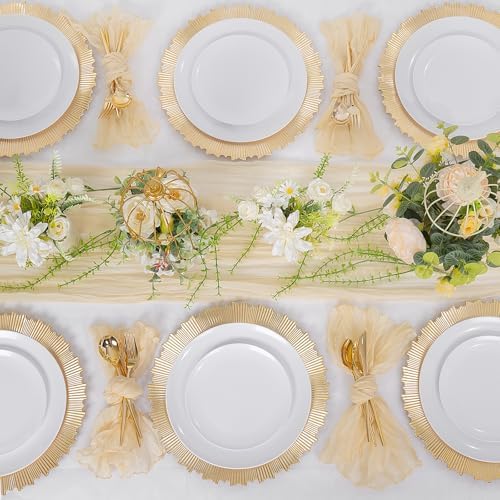 LIYH 8 Pcs Heavy Duty Gold Charger Plates for Wedding & Party, 13 Inch - Image 5