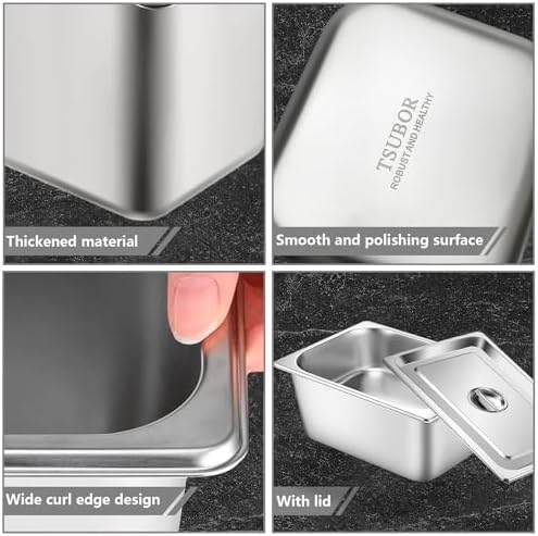 6 Pack Hotel Pans 1/3 Size 6" Deep Stainless Steel Steam Table Pan w/Lids - Image 4