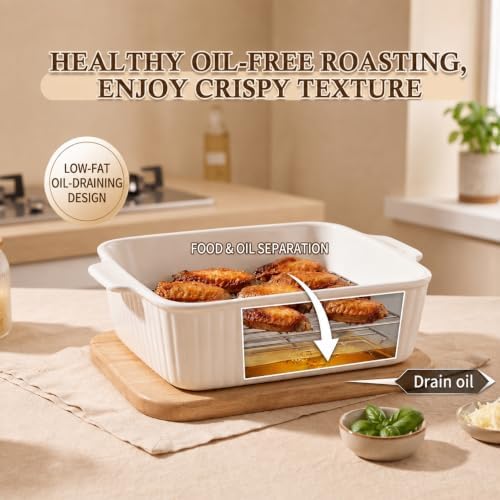 3‑Pcs Baking Dish Set with Lid & Grill Racks, Stackable Bakeware - Image 5