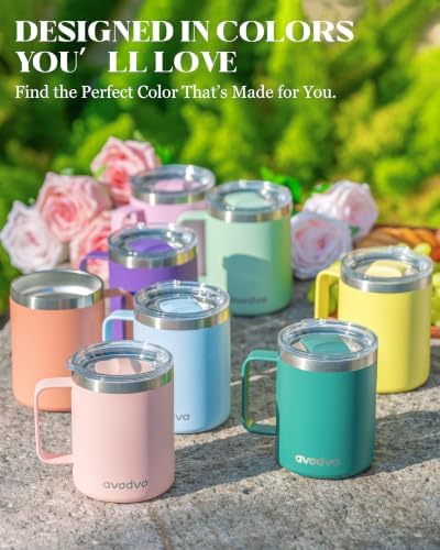 8 Pack 12oz Insulated Coffee Mug with Lid, Stainless Steel Cup - Image 5