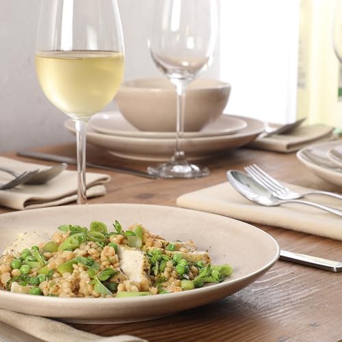 Gibson Elite Castle Peak Plates and Bowls Set, 12-Piece Dinnerware Set, Taupe Reactive Glaze Stoneware Dishes, Dinner Plates, Salad Plates & Cereal Bowls - Image 4