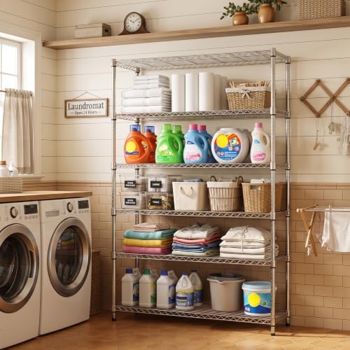 IZEUK 6-Tier Wire Shelving Unit, Adjustable Metal Storage Rack for Home - Image 2