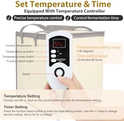Dough Proofer with Heater, Bread Pizza Dough Proofing kit Temperature Control Proofing Accessories for Making Bread, Yogurt, Natto and Handmade Soap - Image 3