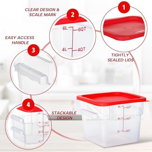 4 Pack 6QT Square Food Storage Containers with Lids - Image 4