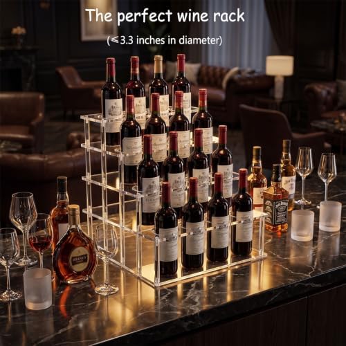 Coffee Syrup & Wine Rack Organizer, Bottle Stand Shelf, Acrylic 4 Tier 16 Bottle, Display Holder with Anti-Fall Fixed Slots, Stepped Storage, Home Kitchen Decor, Accessories Mini Bar for Countertop - Image 3