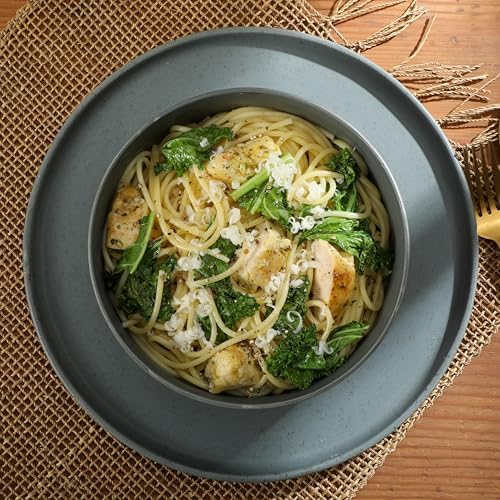 Gibson Elite Tatum Premium Porcelain Matte Reactive Glaze 16-Piece (Service for 4) Plates and Bolws Stackable Dishes Ceramic Dinnerware - Blue - Image 7