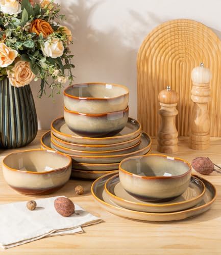 TheTerra Ceramic Dinnerware Set for 6, 18-Piece Plates and Bowls Set - Image 5