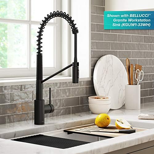 KRAUS Oletto Commercial Style Single Handle Pull Down Kitchen Faucet with QuickDock Top Mount Installation Assembly in Matte Black, KPF-2631MB - Image 3