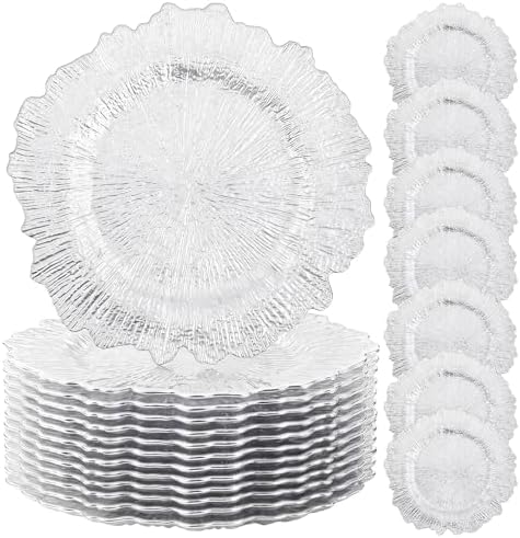 50Pack Silver Charger Plates, 13inch Reef Chargers for Dinner Plates by Yemosa