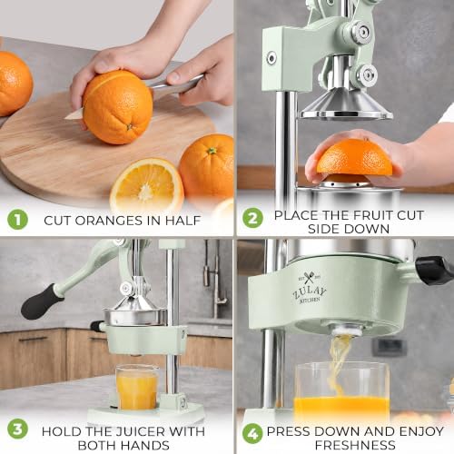Zulay Kitchen Cast Iron Juicer, Orange Manual Juicer, Citrus Press, Mist - Image 4