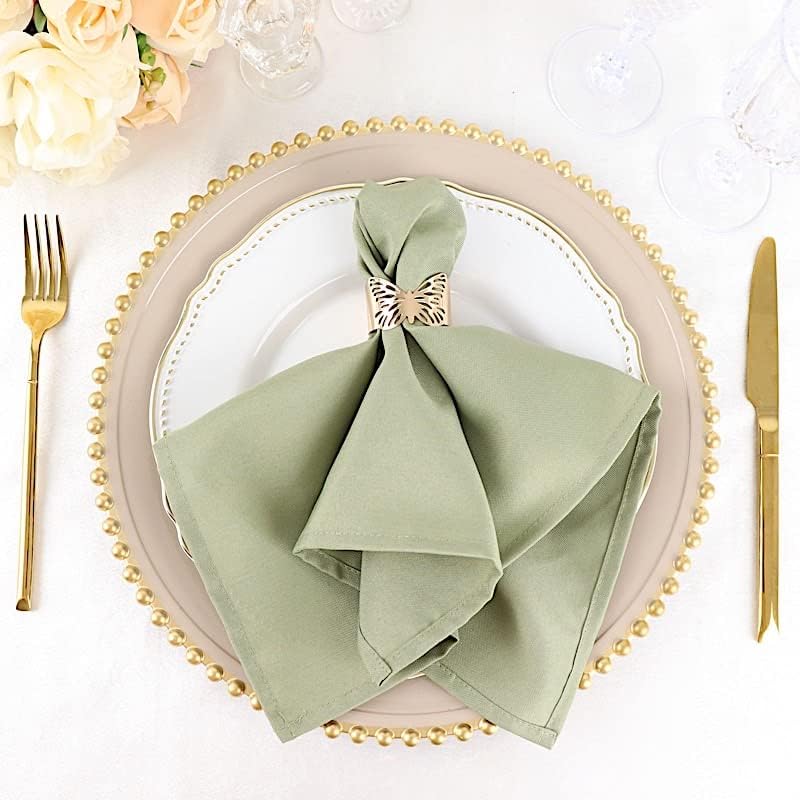 Balsa Circle 20 pcs 17-Inch Eucalyptus Green Polyester Table Napkins Reusable Washable Wedding Party Dinner Linens Tableware Supplies - Image 2