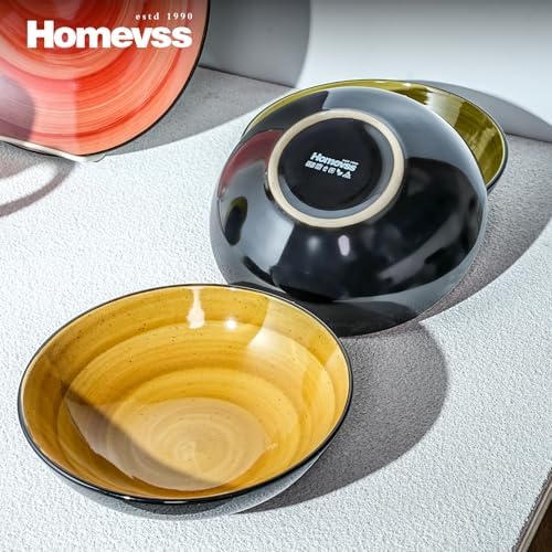 HomeVss, Stoneware Sonoma 16pc Dinnerware Set, Black + Speckled Spin Wash, Mix Blue, Green, Red, Yellow - Image 5