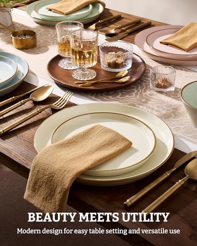 Famiware Saturn Dinnerware Sets, Ceramic Dishes for 4, Rimmed Plates, Bowls - Image 3