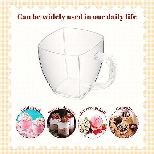 Amyhill 100 Pcs 5 oz Disposable Plastic Tea Cups with Handle,Clear - Image 5