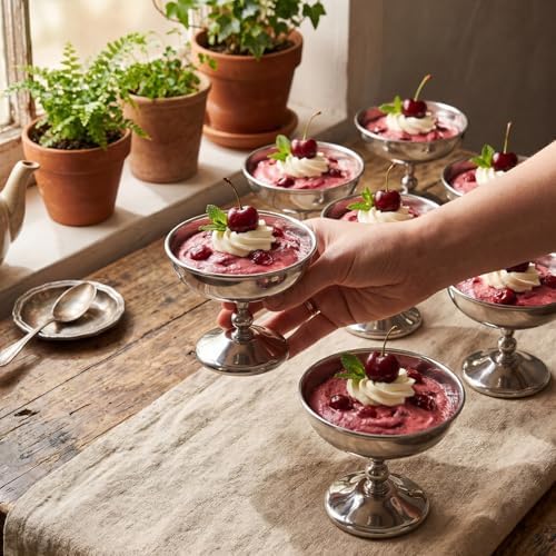 6 Pcs Stainless Steel Ice Cream Bowl Bulk Serving Cups Dessert Bowls Reusable Round Footed Yogurt Snack Candy Dishes Cute Sundae Bowl for Fruit Pudding Wedding Birthday Party(Modern Style) - Image 5