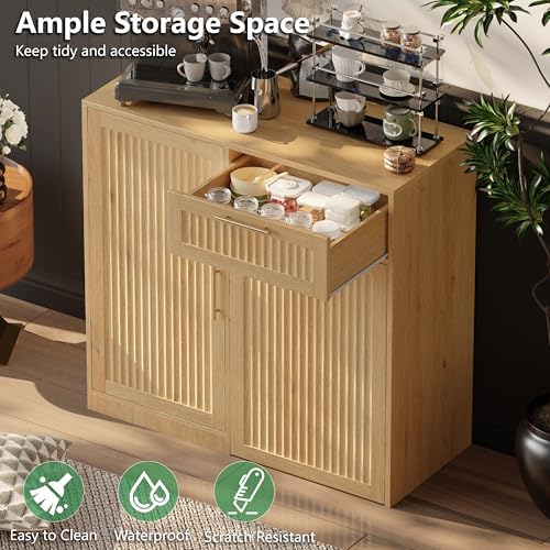 Single 13 Gallon Pull Out Trash Can Cabinet with Storage Cabinet,Natural - Image 4