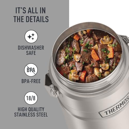 THERMOS Stainless King Food Jar with Handle, 47oz, Matte Stainless Steel - Image 4