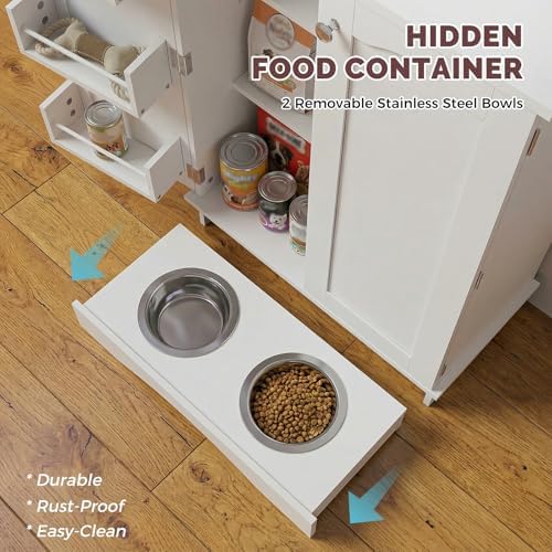 NEWOWNDS 32" H Dog Feeding Station with Storage with Adjustable Shelves - Image 6