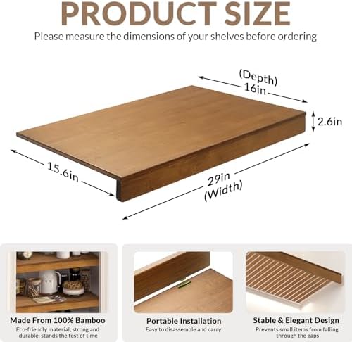 Gashell Wire Shelf Covers, Bamboo Wire Rack Covers for Pantry, Closet - Image 3