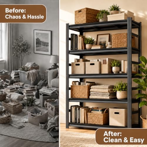 Metal Book Shelf Adjustable Heavy Duty Bookshelf with Tool-Free Assembly - Image 4