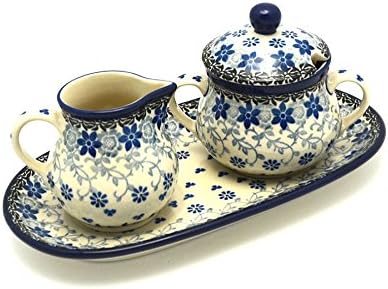 Polish Pottery Cream & Sugar Set - Silver Lace by Polish+Pottery+Gallery