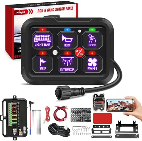 Nilight 6 Gang Switch Panel Relay System w/APP Control Automatic Dimmable by Nilight
