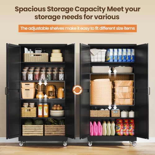 Yizosh 71" Black Metal Kitchen Storage Cabinet,Garage Tool Storage Cabinets - Image 5