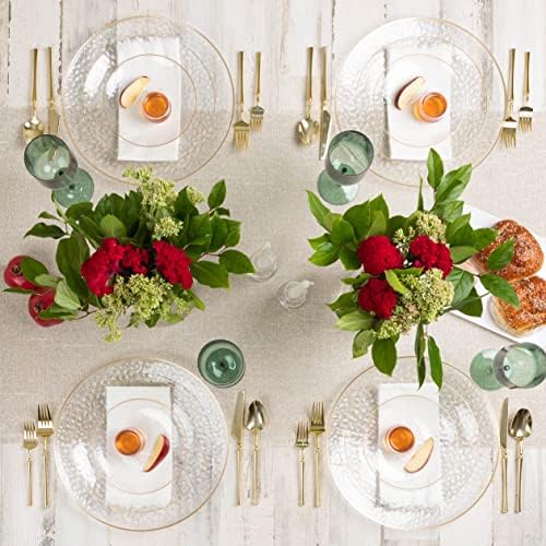 PLASTICPRO 32 Piece Combo Plate Set includes 16-7'' inch Plates & 16-10'' inch Plates Clear Hammered Plastic Party Dish heavyweight Elegant, Disposable, Tableware, Dishes, - Image 3