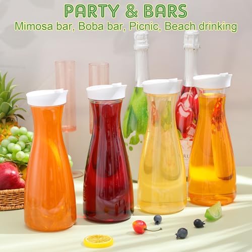 Reallnaive 30 Pcs Plastic Carafe with Lids,34 oz Juice Containers, Trendy - Image 4