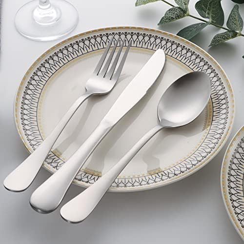 40 Piece Silverware Set, LIANYU Flatware Cutlery Set for 8, Include Knife Fork Spoon, Fancy Satin Finish Eating Utensils Tableware for Home Restaurant Party, Matte Finish, Dishwasher Safe - Image 3