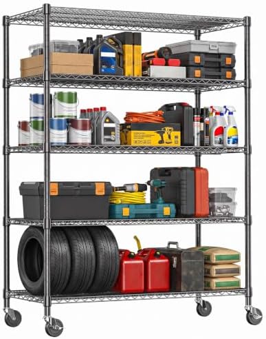 IZEUK Heavy Duty Black Industrial Metal 24x72 Shelf Rack for Storage by IZEUK