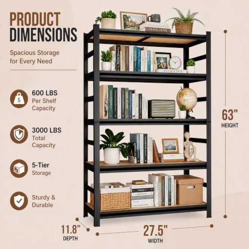 Metal Book Shelf Adjustable Heavy Duty Bookshelf with Tool-Free Assembly - Image 2