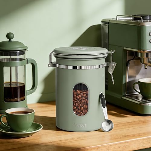 Veken Coffee Canister with Window, Airtight Stainless Steel Container, 22OZ - Image 3