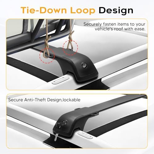 300LBS Roof Rack Cross Bars for 2014-2023 Jeep Cherokee (NOT for Grand Cherokee) Accessories with Raise Side Rails, Lockable Aluminum Roof Rails Luggage Racks for Cherokee - Image 5
