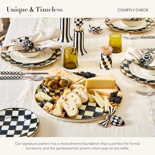 MACKENZIE-CHILDS Chip-and-Dip Serving Set, Black-and-White Courtly Check - Image 3