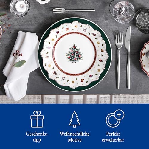 Villeroy & Boch Toy's Delight Christmas Collection Salad Plate, Premium Porcelain, 9.5 in Diameter, White/Multicolored, Christmas Tree Center Design - Image 4