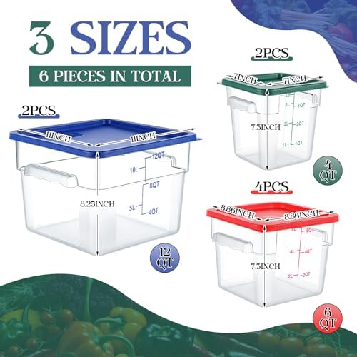 Ziliny 8 Sets 12＆6＆4 Qt Dough Proofing Container with Lid, Colorful - Image 2