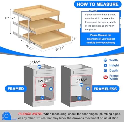 WelFurGeer 3-Tier Pull Out Cabinet Organizer with Soft Close, Heavy-Duty Pull Out Drawers for Cabinets, Slide Out Shelf for Kitchen, Pantry, Bathroom & Under Sink, Solid Birch Wood - Image 5