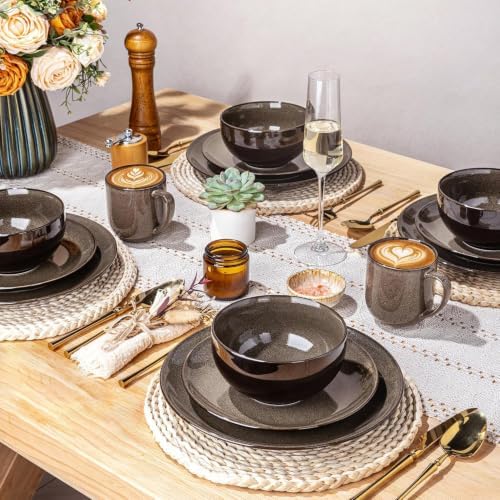LeRatio Ceramic Dinnerware Sets for 6,18Pcs Porcelain Plates and Bowls Set - Image 6