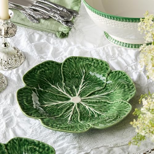 Le Jardin Green Cabbage Plates - Dinner, SET OF FOUR -11" Sculpted Green Stoneware Leaf Plates – Seasonal Garden-Inspired Tableware for Spring & Summer Dining and Entertaining - Image 3