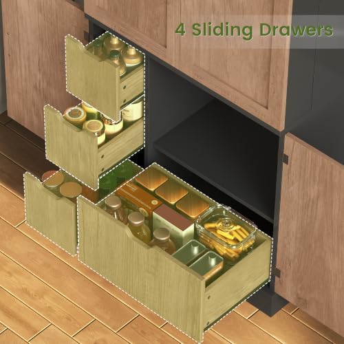 Itaar 70.9" Kitchen Pantry Cabinet,6 Door Shelves and 4 Drawers, Brown - Image 6
